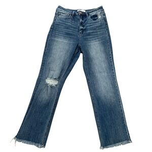 Flying Monkey Women's Distressed Frayed Hem Straight Leg Jeans Size‎ 28